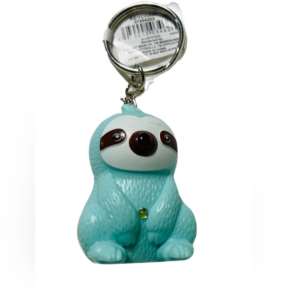 Happy Aqua color Sloth Led Light & Sound KeyChain NWT SUPER RARE FIND - Picture 5 of 5